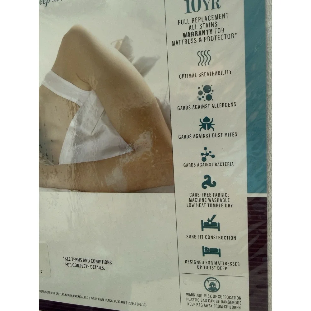 Uniters BedGard Waterproof Mattress Protector TWIN Liquid Seal Cotton/Terry NEW